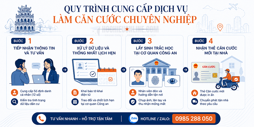 quy trình dịch vụ làm căn cước nhanh tại Hà Nội