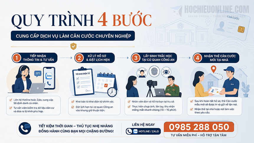 quy trình dịch vụ làm thẻ căn cước
