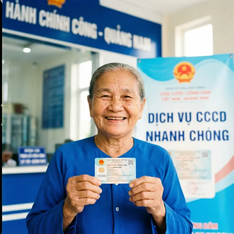 Người dân Quảng Nam rạng rỡ với thẻ Căn cước công dân mới, biểu tượng của sự tin cậy và hiệu quả hành chính.