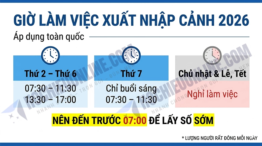 giờ làm việc xuất nhập cảnh