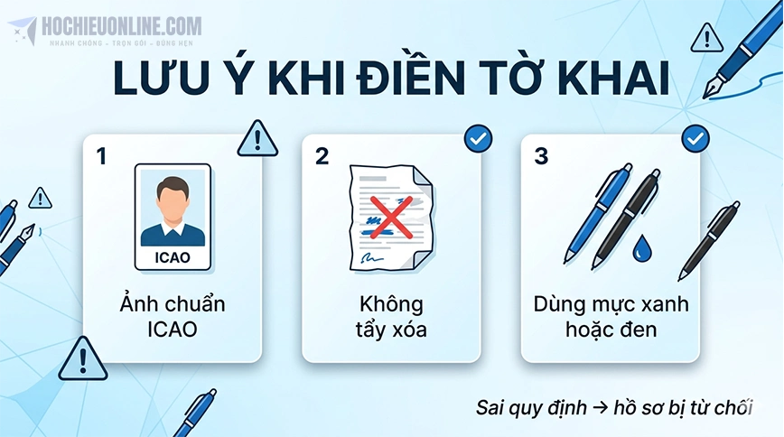 lưu ý quan trọng khi điền hồ sơ