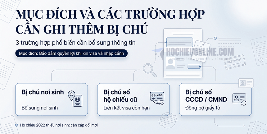trường hợp cần thêm bị chú hộ chiếu