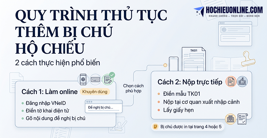 thủ tục thêm bị chú hộ chiếu