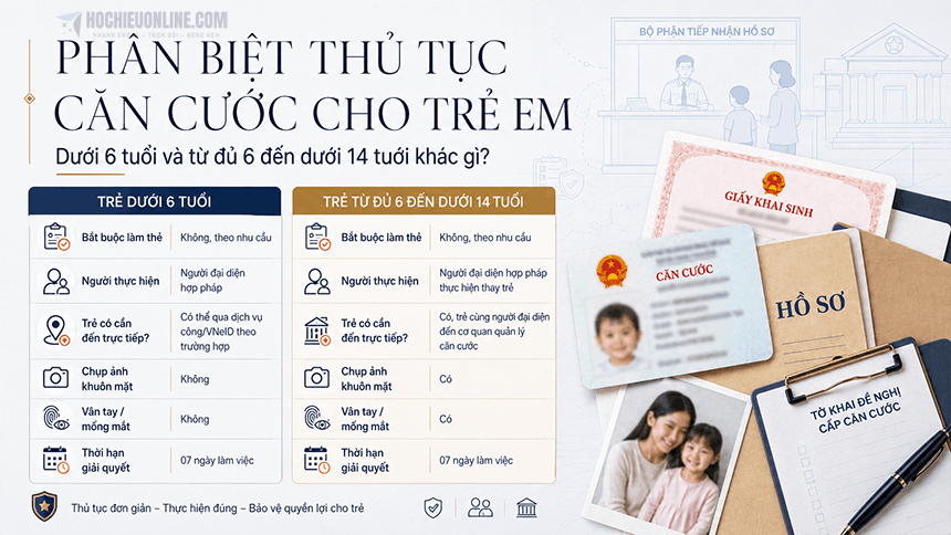phân biệt thủ tục căn cước cho trẻ em