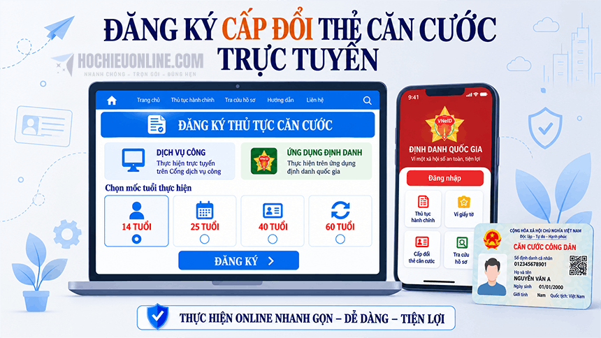 đăng ký cấp đổi thẻ căn cước trực tuyến