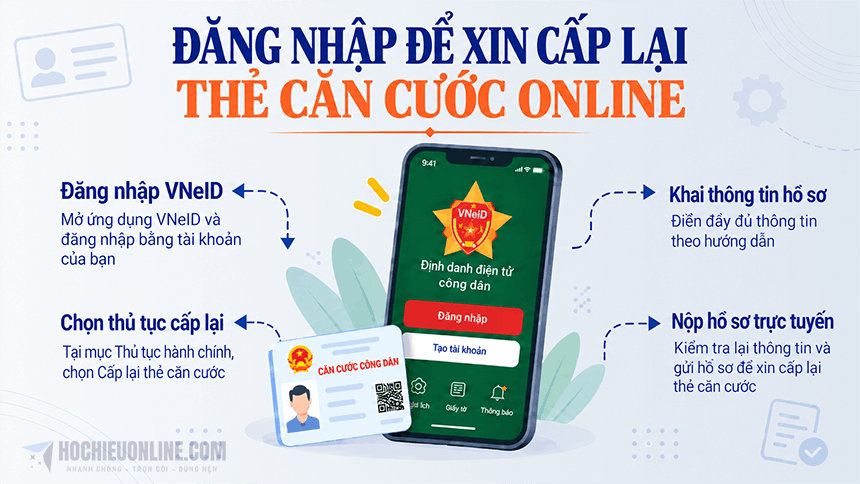 đăng nhập để xin cấp lại thẻ căn cước online