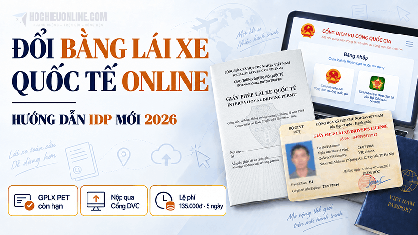đổi bằng lái xe quốc tế online hướng dẫn idp mới 2026