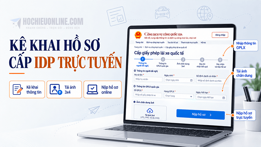 kê khai hồ sơ cấp idp trực tuyến