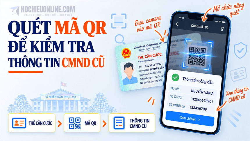 quét mã QR để kiểm tra thông tin CMND cũ