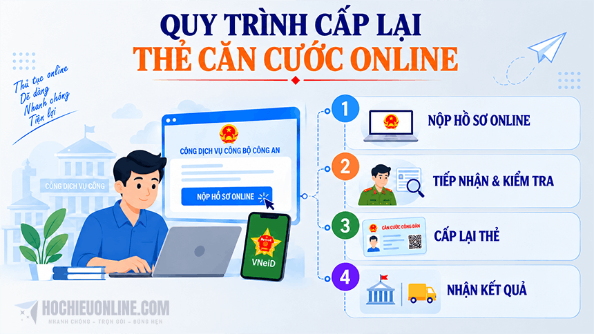 quy trình cấp lại thẻ căn cước online