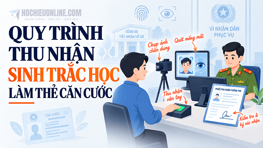 quy trình thu nhận sinh trắc học làm thẻ căn cước