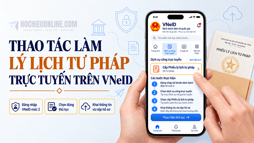 thao tác làm lý lịch tư pháp trực tuyến trên VNeID